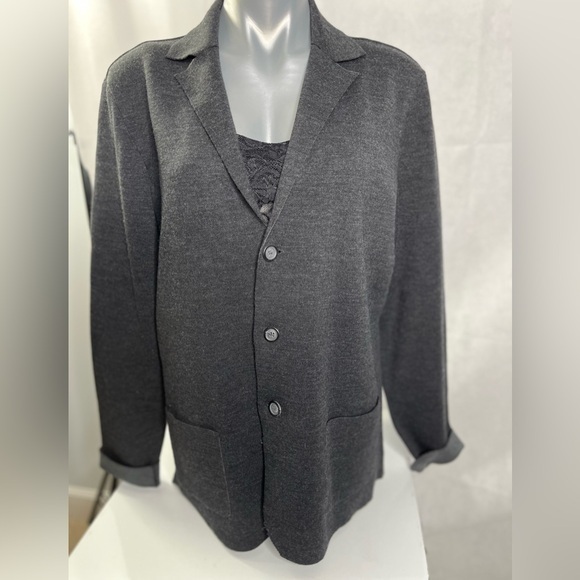 Emi Maglia Jackets & Blazers - Woolen structured jacket cardigan in two shades of grey. Dark academia